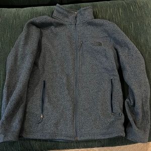 North face blue warm zip-up sweater